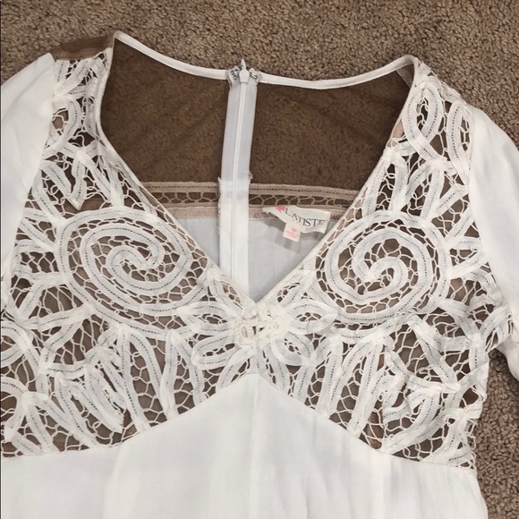 Flurry white dress with brown lace - Picture 3 of 7